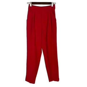 ASOS Red High Rise Pleated Straight Leg Dress Trousers 0